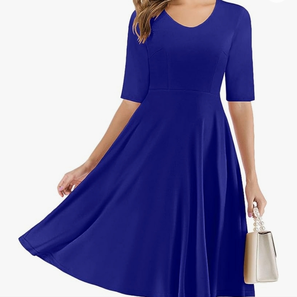 New ELESOL swing dress 3/4 sleeve Royal Blue. Size L